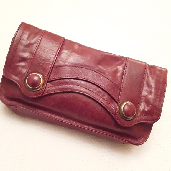 Handbags - Womens Red Leather Clutch Purse
